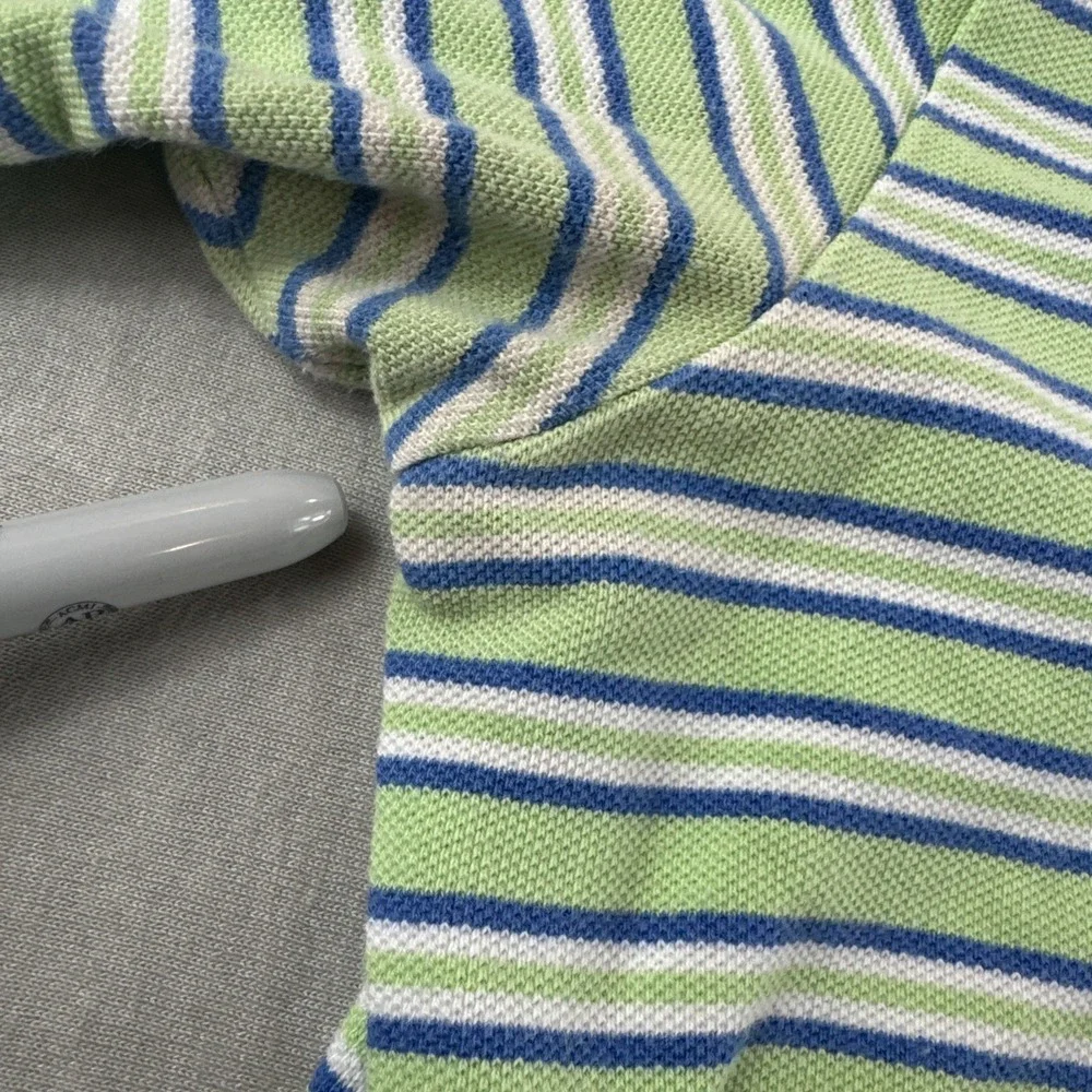 Polo Ralph Lauren Shirt Mens L Green Blue Striped Short Sleeve Pink Pony READ